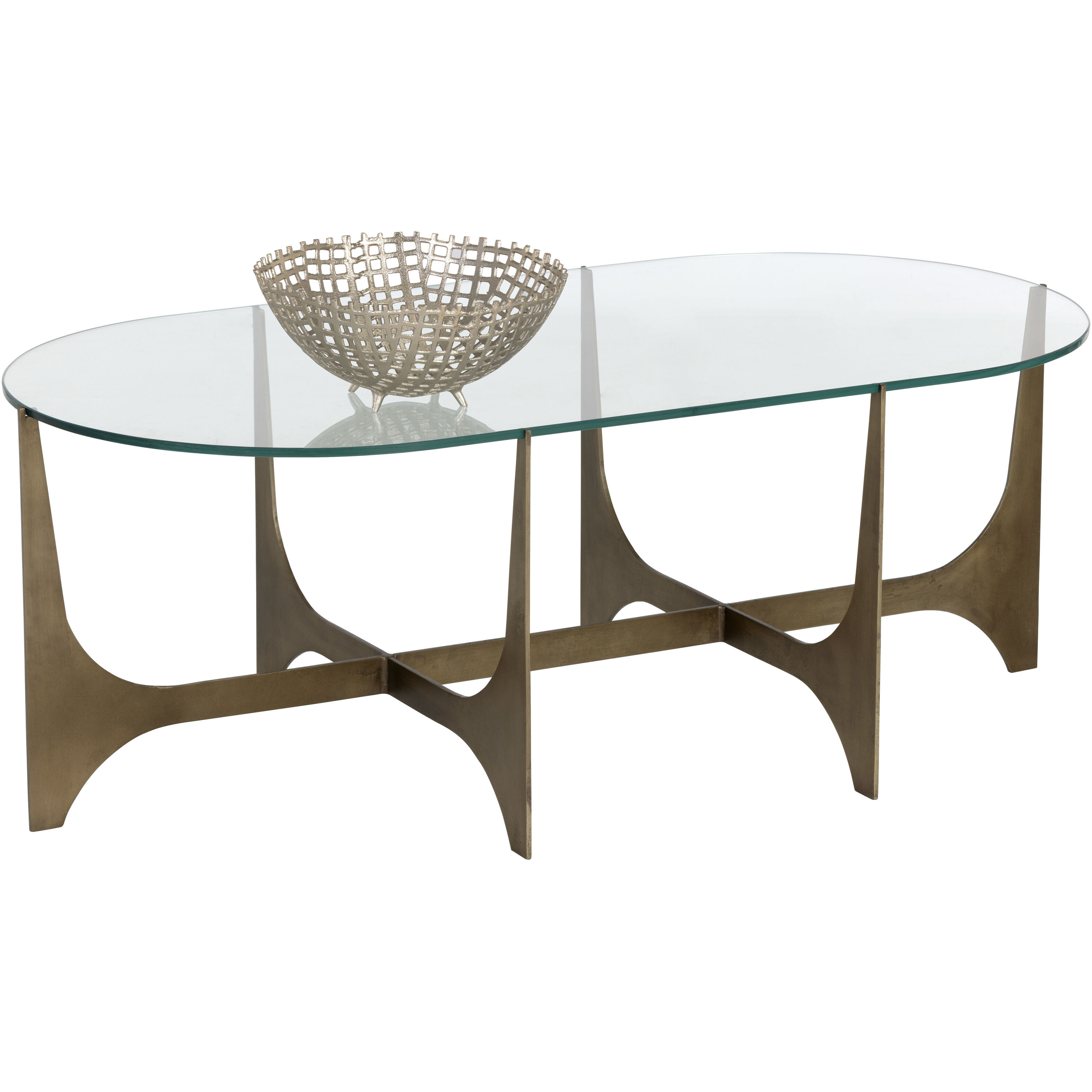 Juliane 47 X 24 inch Clear / Antique Brass Coffee Table